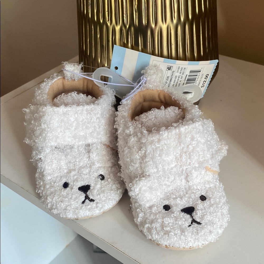 Cat & Jack White Fuzzy Baby Booties